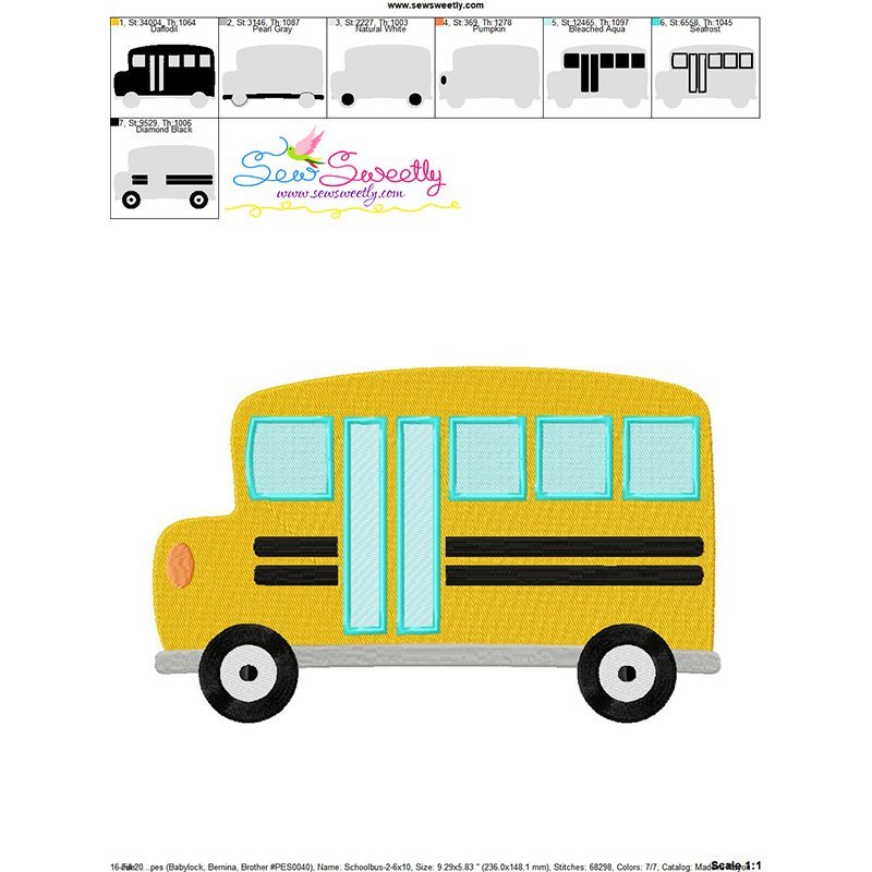 School Bus 2 Embroidery Design For Back To School Sewing Projects School Bus 2 Embroidery Design For Back To School Sewing Projects