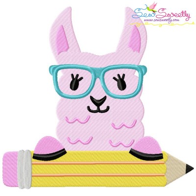 Llama Glasses Pencil Embroidery Design
