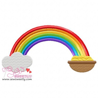 St. Patrick's Day Pot of Gold With Rainbow Embroidery Design