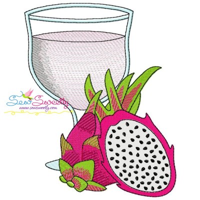 Dragon Fruit (Pitaya) Juice Glass Embroidery Design Pattern-1