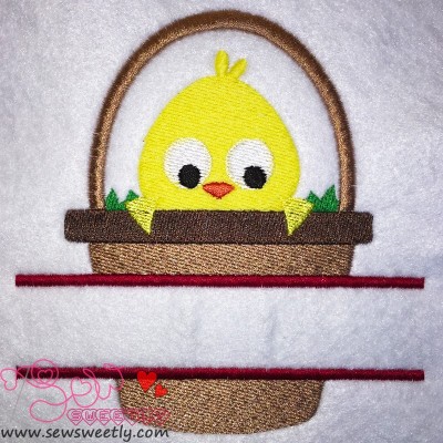 Chick In Basket Split Embroidery Design