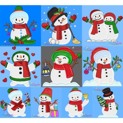 Christmas Snowman Applique Design Bundle
