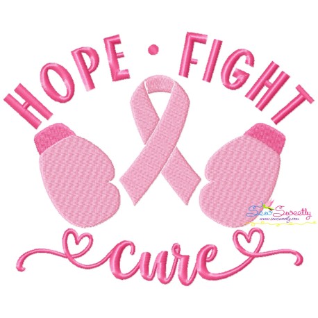 Breast Cancer Awareness Hope Fight Cure Embroidery Design Pattern