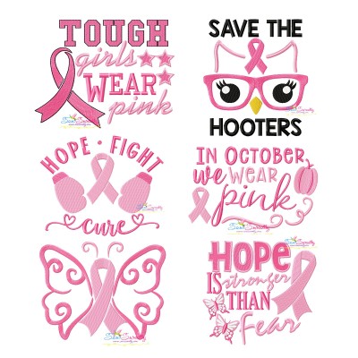 Breast Cancer Awareness Embroidery Design Bundle