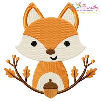 Free Fall Fox With Branches Embroidery Design