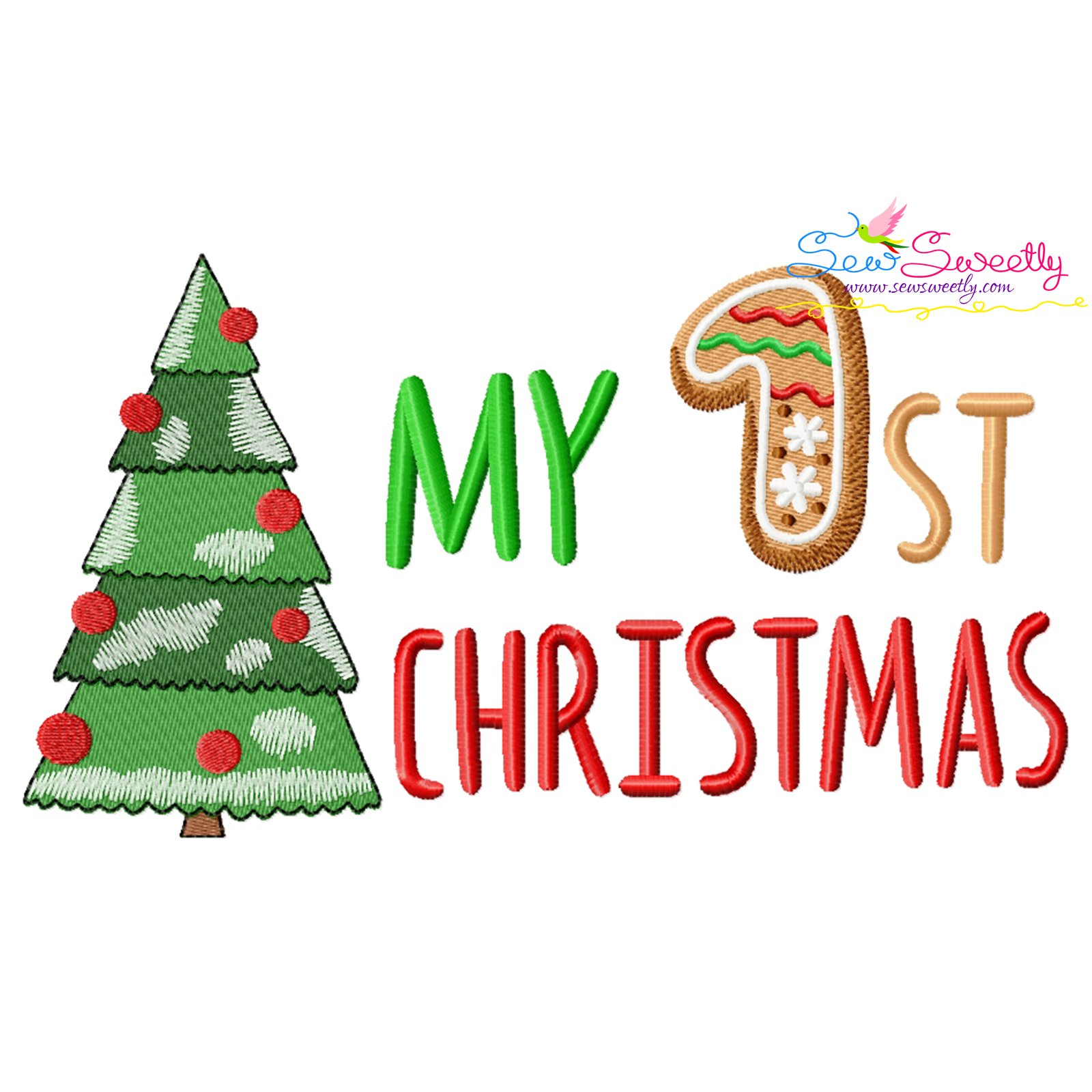 Download First Christmas with Tree Digital Applique Design Christmas Applique Design Baby 1st Christmas Machine Embroidery