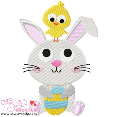 Bunny And Chick Embroidery Design