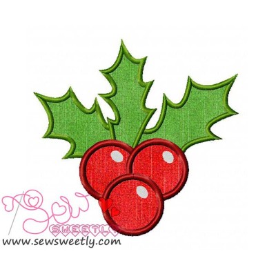 Christmas Holly Leaves Applique Design