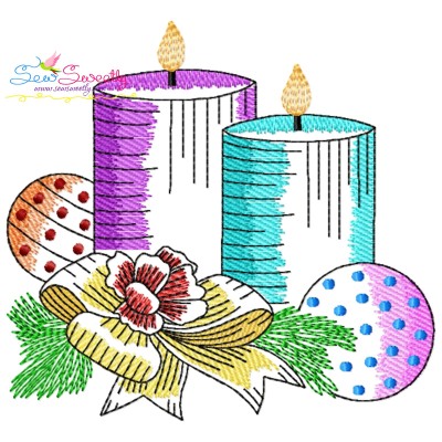 Christmas Candles-7 Light Fill Embroidery Design