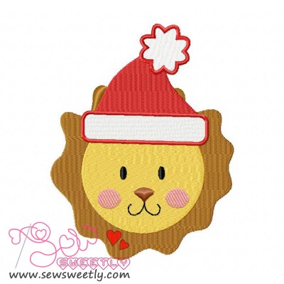 Christmas Lion Face Embroidery Design