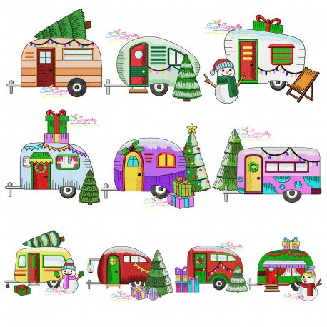 Christmas Caravans Embroidery Design Bundle Pattern- Category- Embroidery Design Bundles- 1