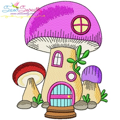 Gnome Mushroom House-8 Embroidery Design