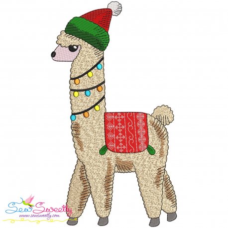 Christmas Llama-1 Embroidery Design- Category- Christmas Designs- 1