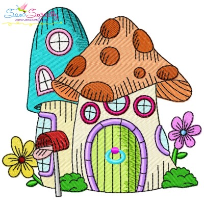 Gnome Mushroom House-1 Embroidery Design