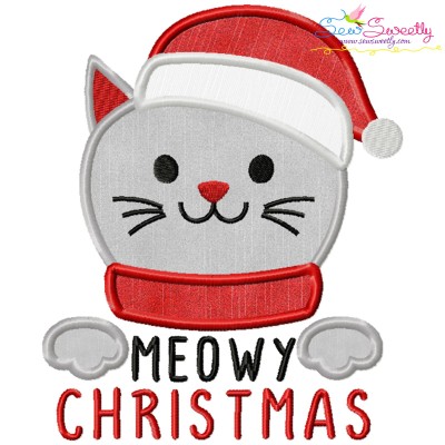 Meowy Christmas Cat Applique Design