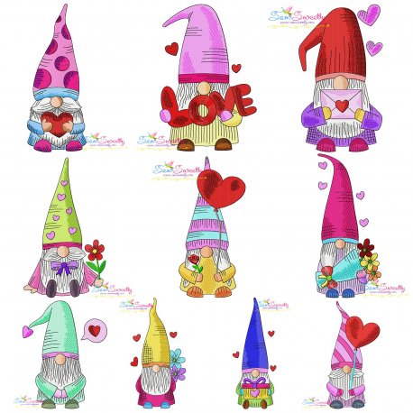 Valentine Gnomes Embroidery Design Bundle Pattern- Category- Embroidery Design Bundles- 1