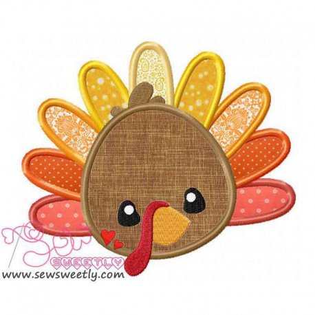 Cute Turkey Applique Design Pattern- Category- Fall And Thanksgiving- 1