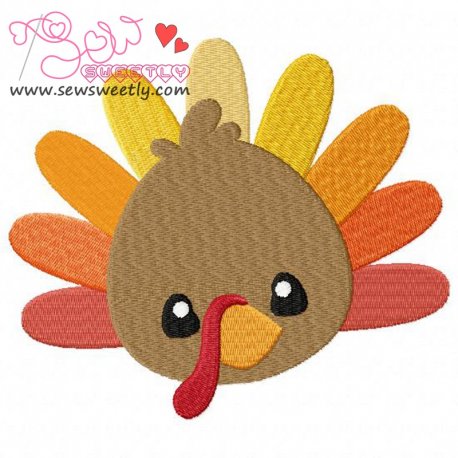 Cute Turkey Embroidery Design Pattern- Category- Fall And Thanksgiving- 1