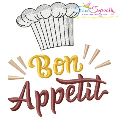 Bon Appetit Kitchen Lettering Embroidery Design