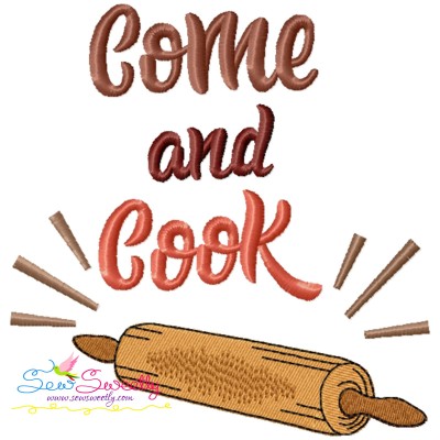 Come And Cook Kitchen Lettering Embroidery Design Pattern-1