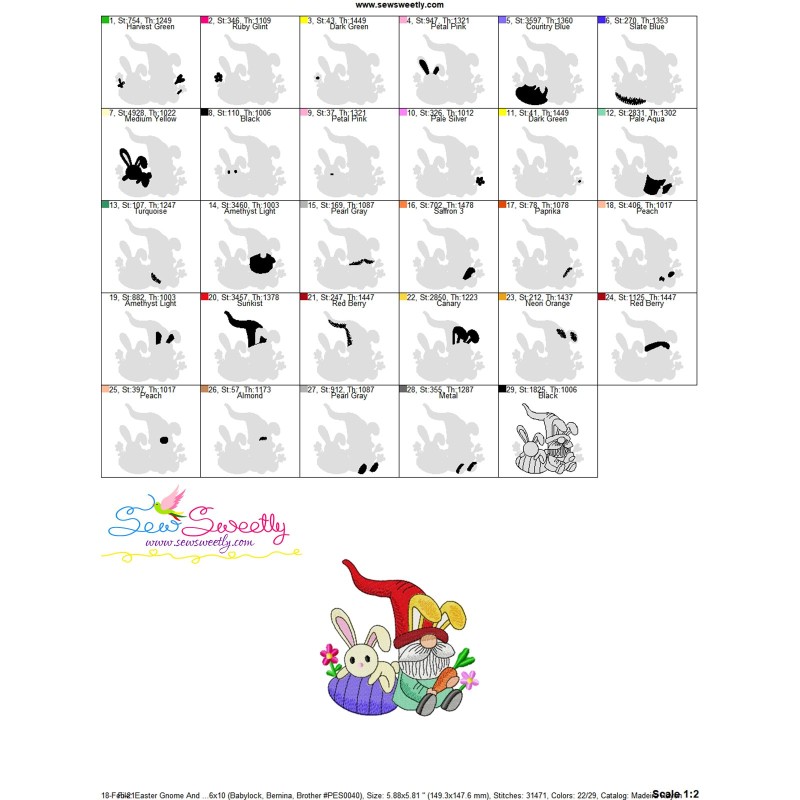 Easter Gnome And Bunny5 Embroidery Design For Easter Hoop gnomes 6x10