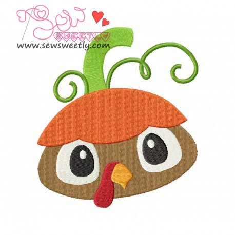 Pumpkin Top Turkey Embroidery Design Pattern- Category- Fall And Thanksgiving- 1