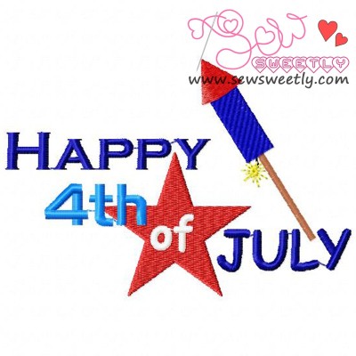 Happy 4th of July-2 Embroidery Design