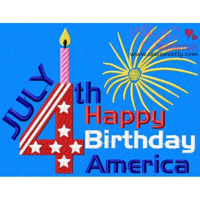 Happy Birthday America Embroidery Design