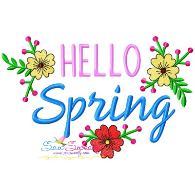 Hello Spring Flowers Frame-2 Embroidery Design