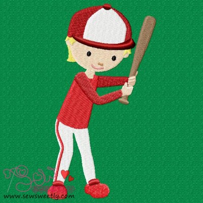 Baseball Player Embroidery Design