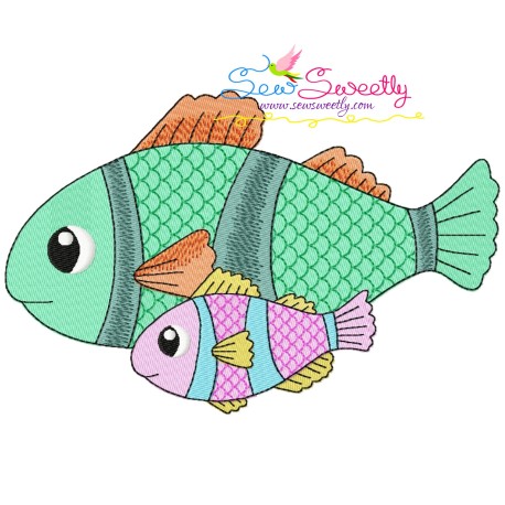 Mom And Baby Clownfish Embroidery Design Pattern