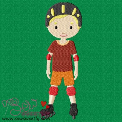 Boy With Skates Embroidery Design