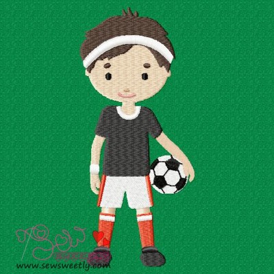 Boy With Soccer Ball Embroidery Design