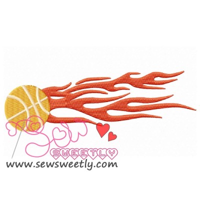 Flaming Basketball Embroidery Design