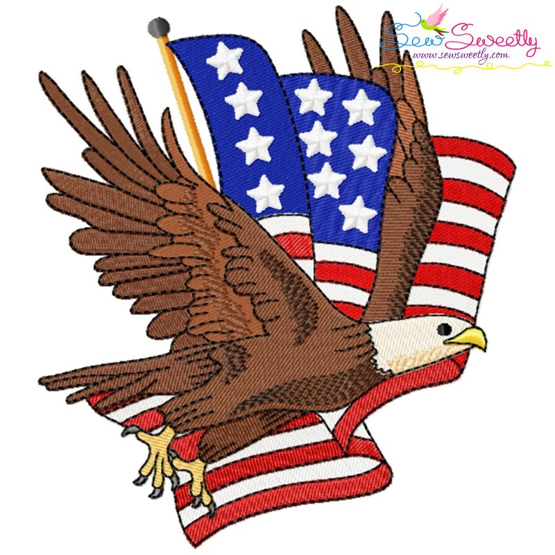 4th of July Patriotic Bald Eagle Flag-1 Machine Embroidery Design