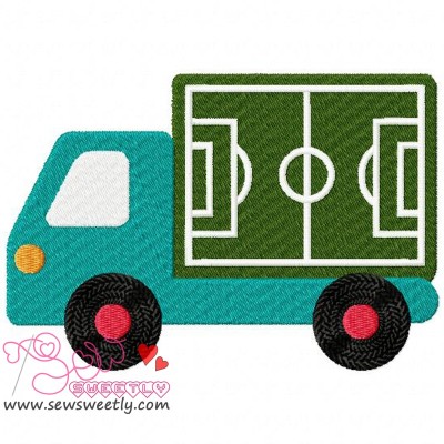 Soccer Field Truck Embroidery Design