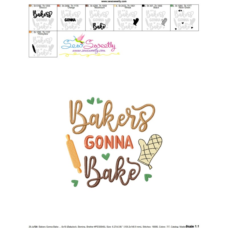 Embroidery design bakers gonna bake kitchen lettering design Embroidery design bakers gonna bake kitchen lettering design