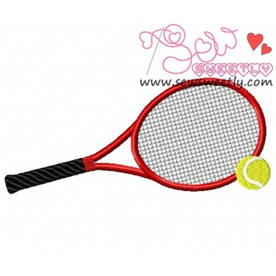 Tennis Racket And Ball Embroidery Design