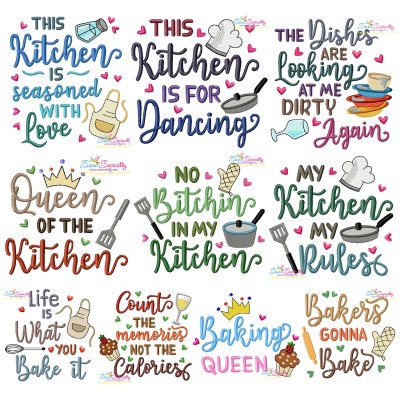 Kitchen And Baking Lettering Embroidery Design Bundle-1