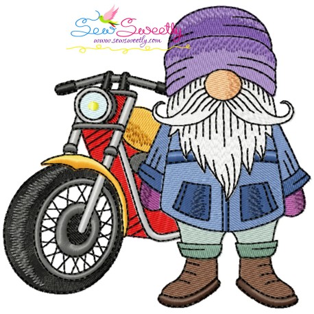 Biker Gnome Boy Sports Embroidery Design Pattern