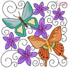 Butterfly And Flowers Quilt Block-10 Embroidery Design- Category- Floral Designs- 1