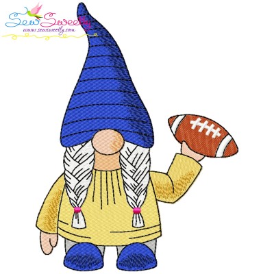 Gnome Football Girl Sports Embroidery Design