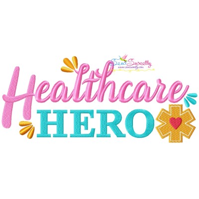 Healthcare Hero Medical Lettering Embroidery Design
