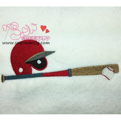 Baseball With Helmet Embroidery Design