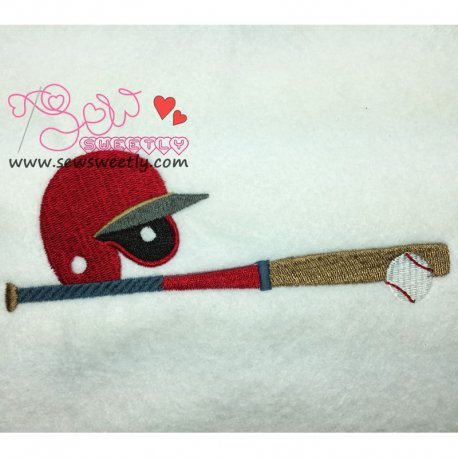 Baseball With Helmet Embroidery Design Pattern- Category- Sports Designs- 1