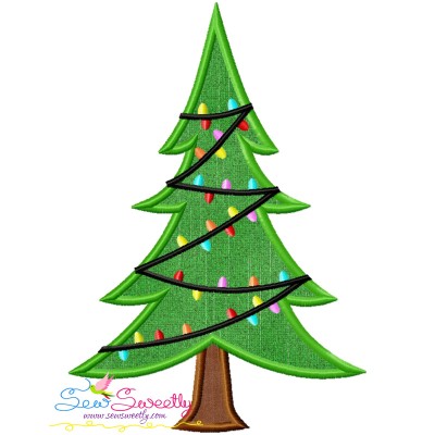 Christmas Tree With Lights Applique Design