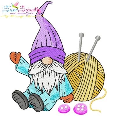 Knitting Gnome Boy-4 Winter Embroidery Design
