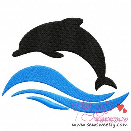 Dolphin Silhouette Embroidery Design Pattern- Category- Sea Life Designs- 1