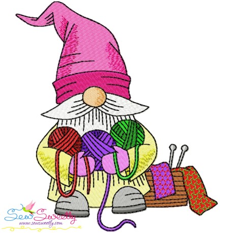 Knitting Gnome Boy-3 Winter Embroidery Design Pattern