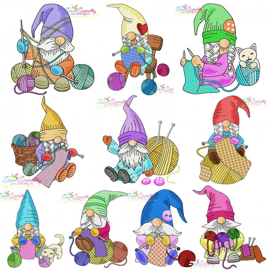 Knitting Gnomes Winter Embroidery Design Bundle- Category- Embroidery Design Bundles- 1